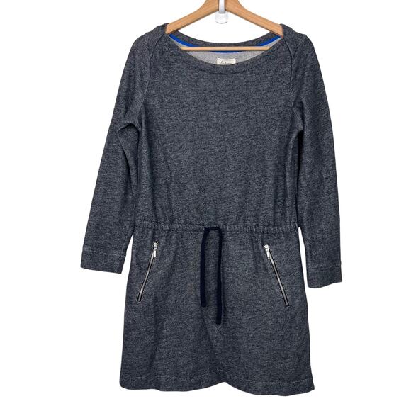 Lou & Grey Medium Long Sleeve Blue Heather Terry Knit Drawstring Waist Dress - Picture 1 of 10